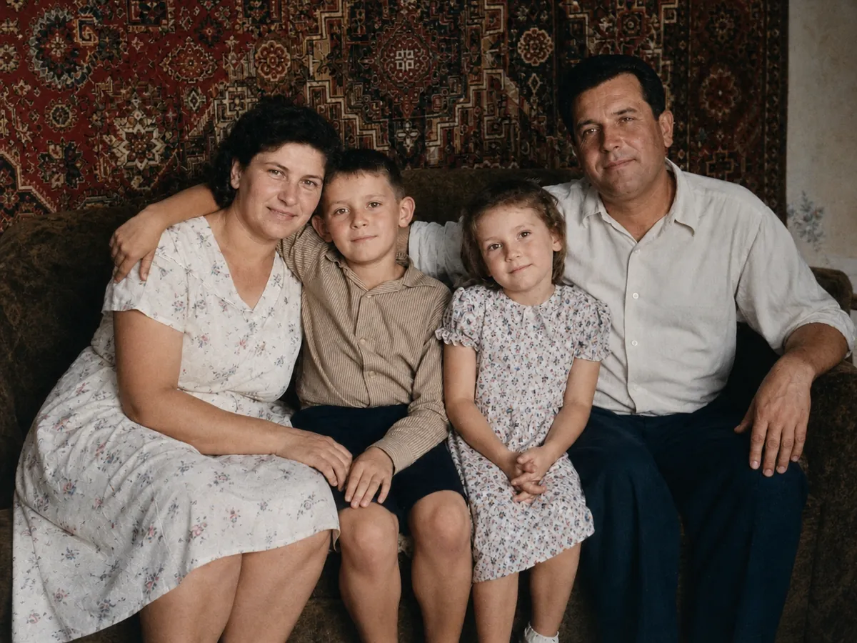Семейное фото после реставрации и раскраски